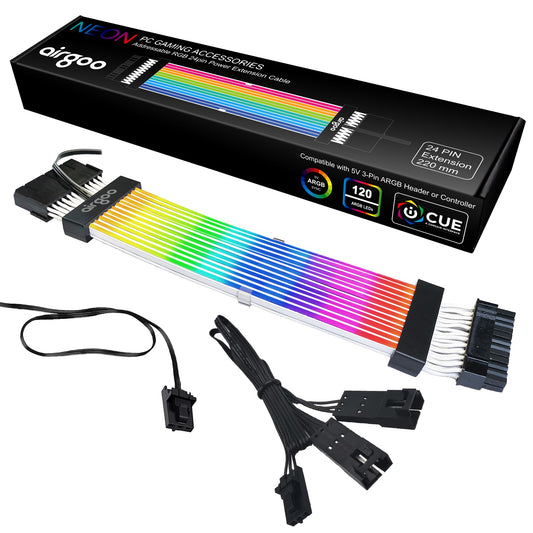 airgoo Addressable RGB Power Extension Cable Flexible Diffused RGB 24 Pin ATX Extension Cable Fit for Corsair Commander Core XT Corsair Lighting Node Pro Not for Corsair Hub